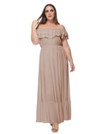 Off-Shoulder Cotton Dress with Ruffle Details