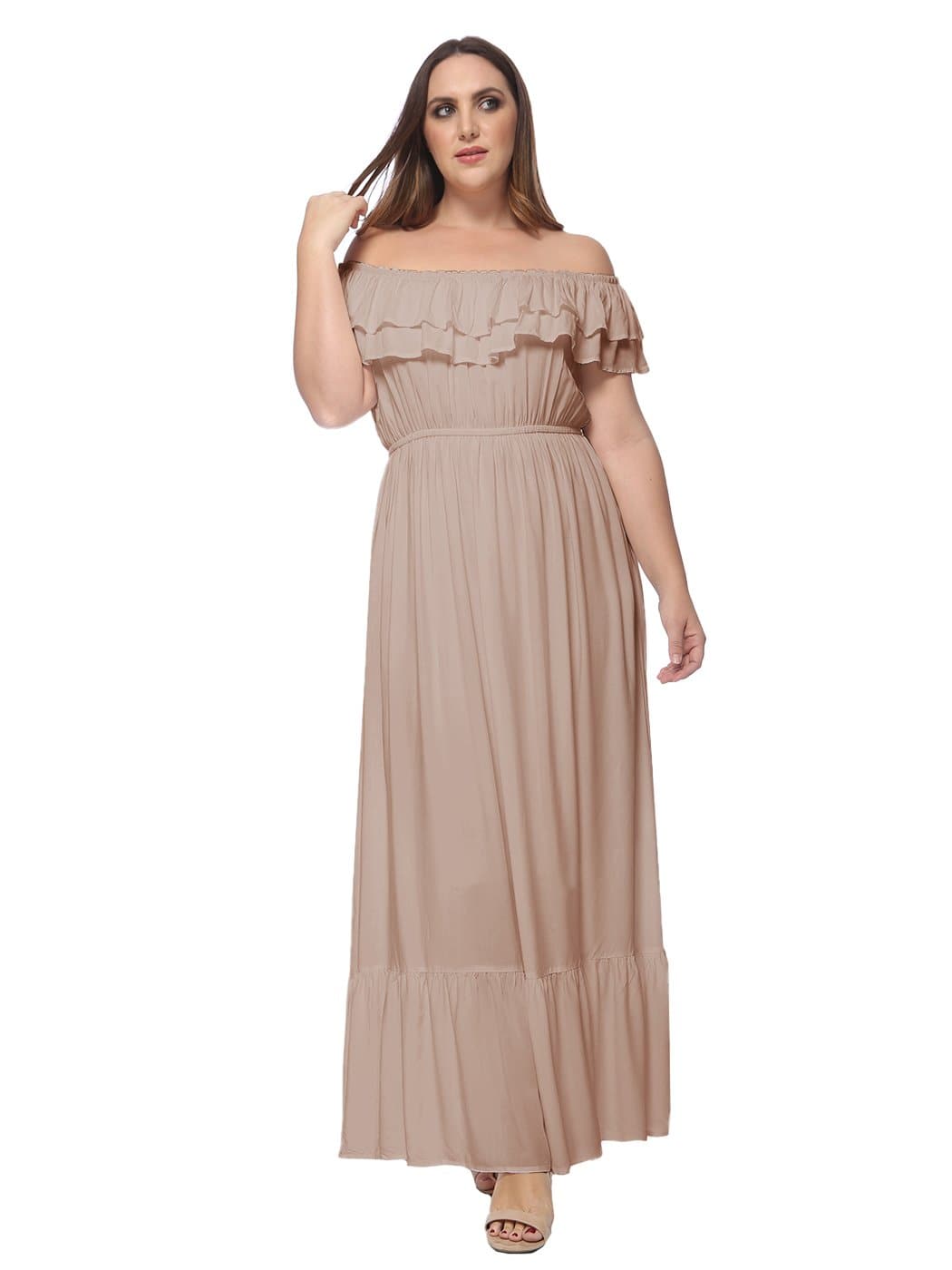 Off-Shoulder Cotton Dress with Ruffle Details