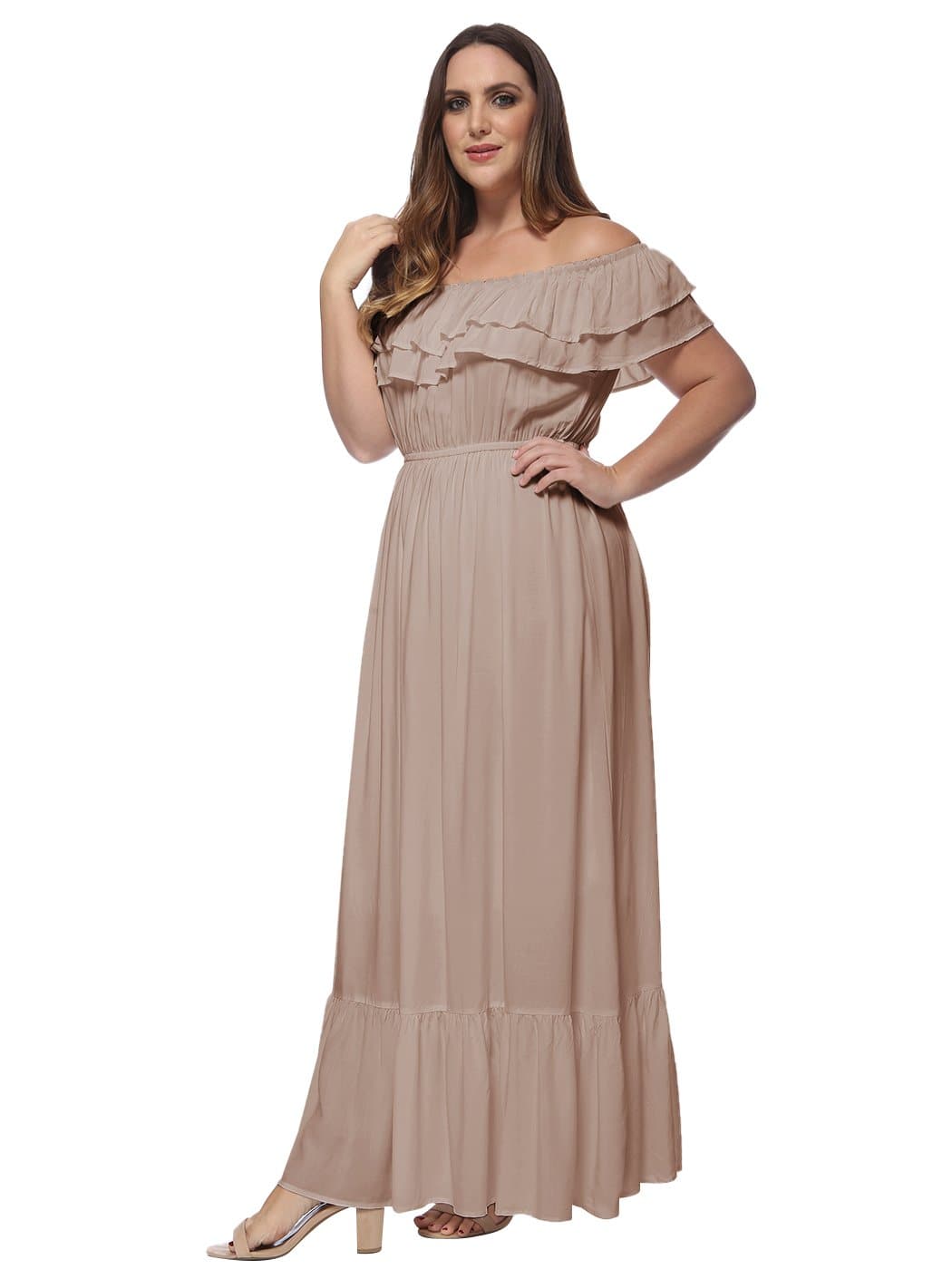 Off-Shoulder Cotton Dress with Ruffle Details