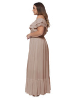 Off-Shoulder Cotton Dress with Ruffle Details