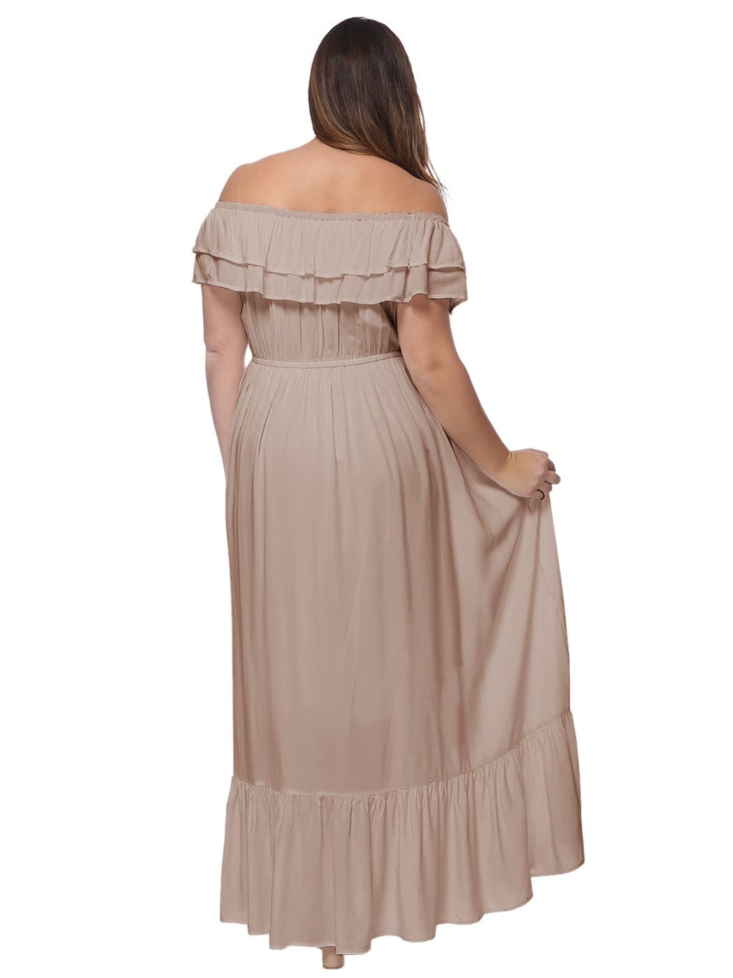 Off-Shoulder Cotton Dress with Ruffle Details