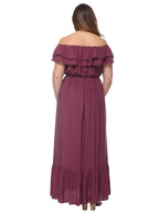 Off-Shoulder Cotton Dress with Ruffle Details