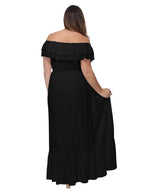 Off-Shoulder Cotton Dress with Ruffle Details