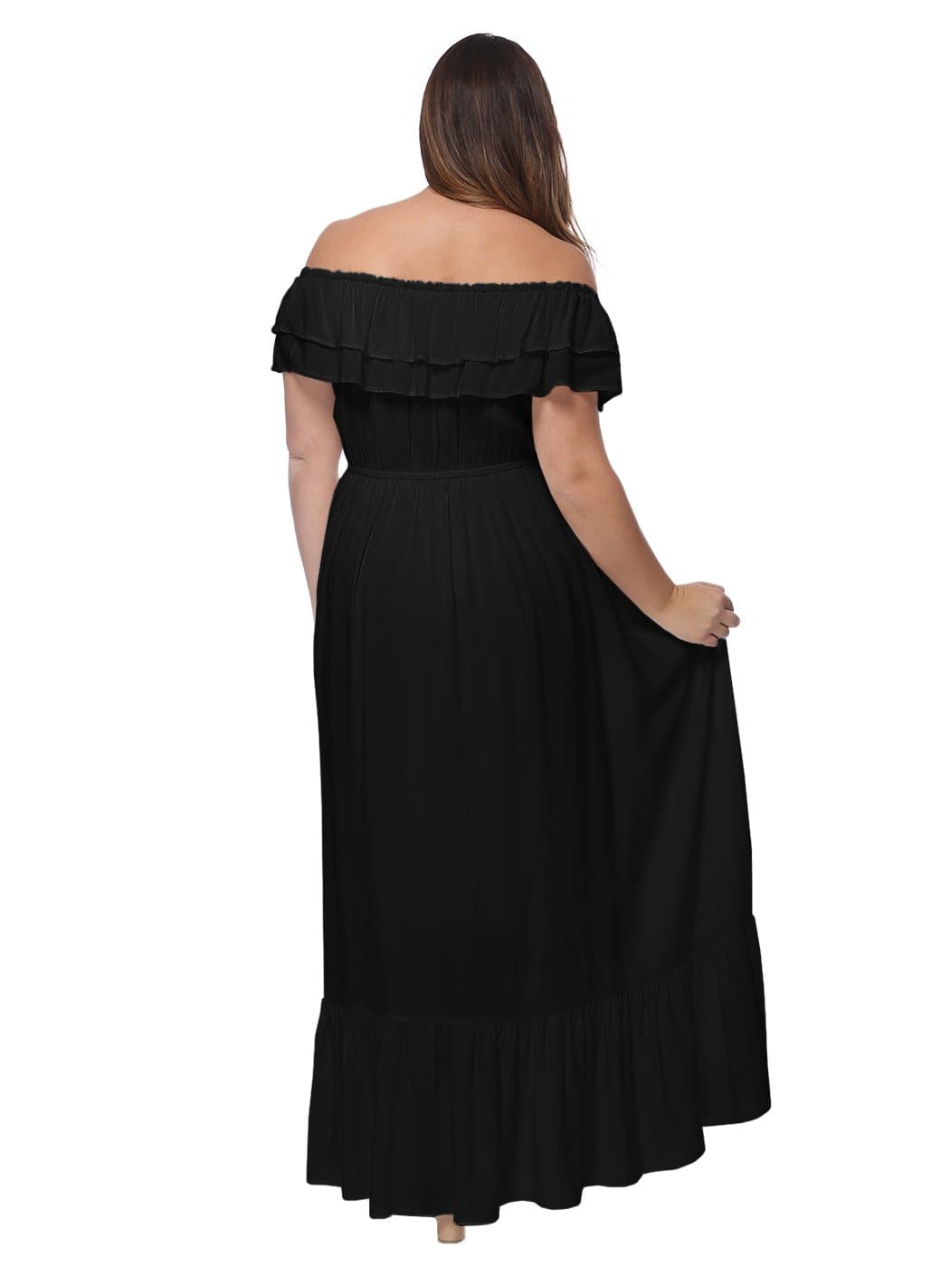 Off-Shoulder Cotton Dress with Ruffle Details