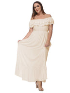 Off-Shoulder Cotton Dress with Ruffle Details