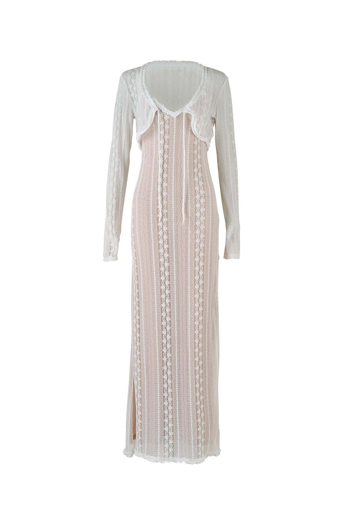 Lace Two-Piece Set with V-Neckline