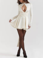Bow-Detail Mini Dress in Ivory