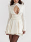 Bow-Detail Mini Dress in Ivory