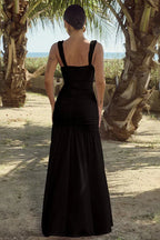 Knit Open-Back Maxi Dress with Slit Detail