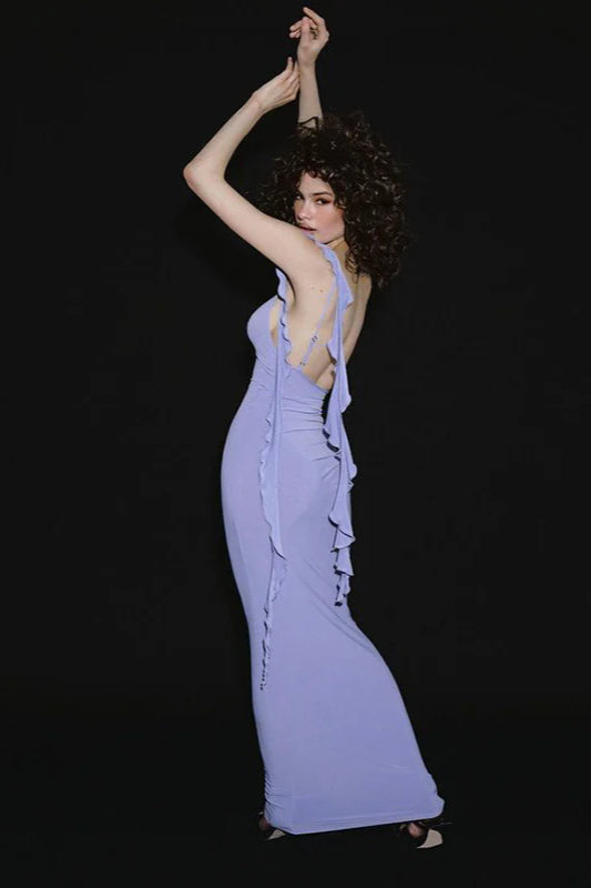 One-Shoulder High-Rise Maxi Dress with Open Back