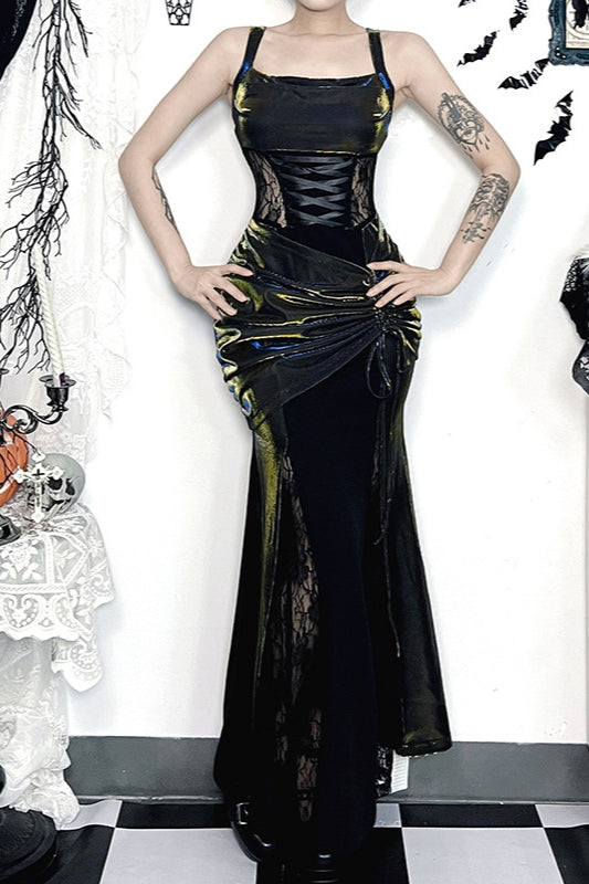 Lace Gothic Dress with Asymmetric Details