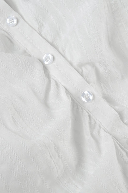 Textured Slim-Fit Blouse with Short Sleeves