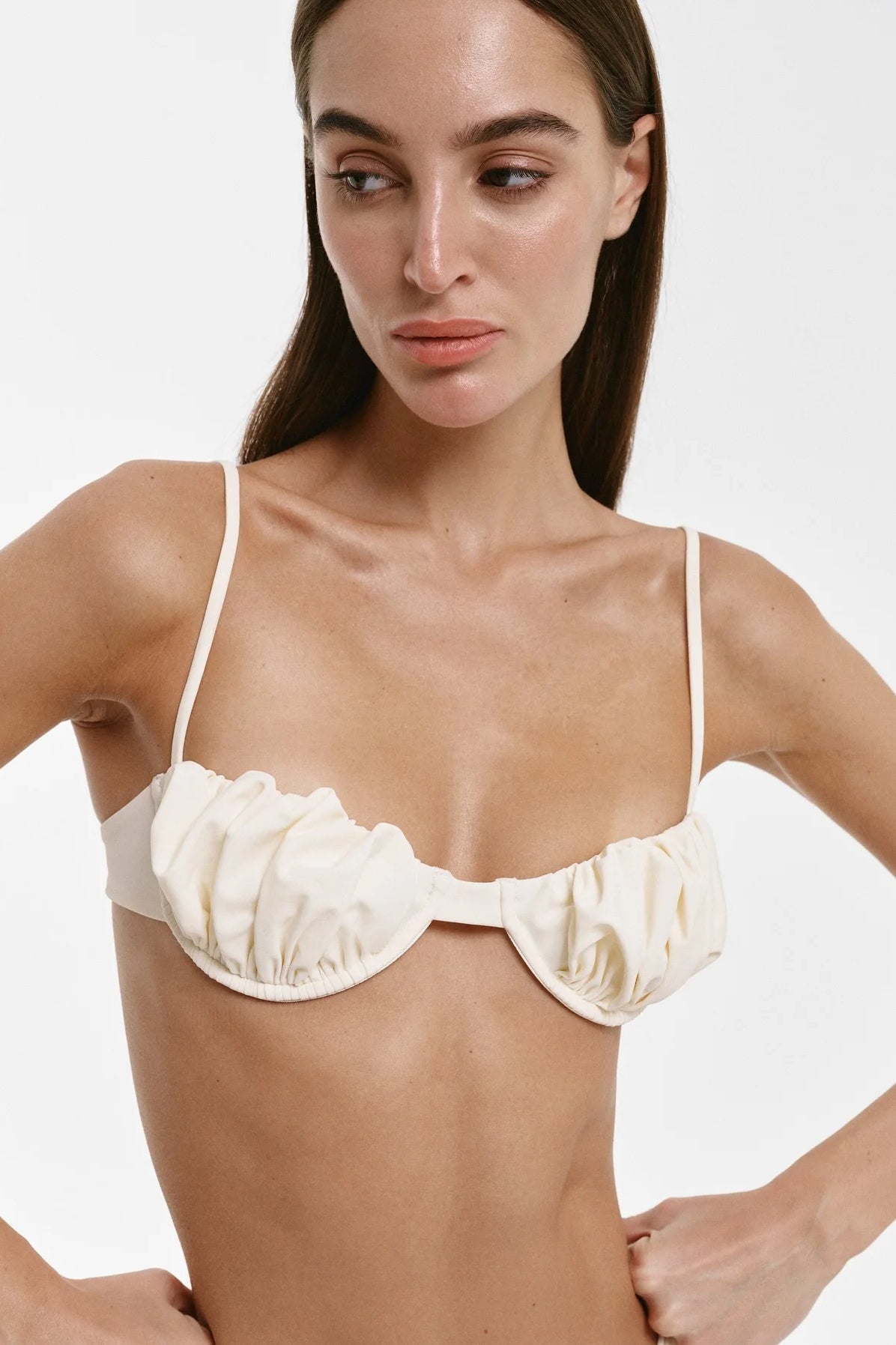 Bikini Set with Pleats and White