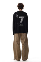 Flag-Graphic Number-Graphic T-Shirt with Washed Finish