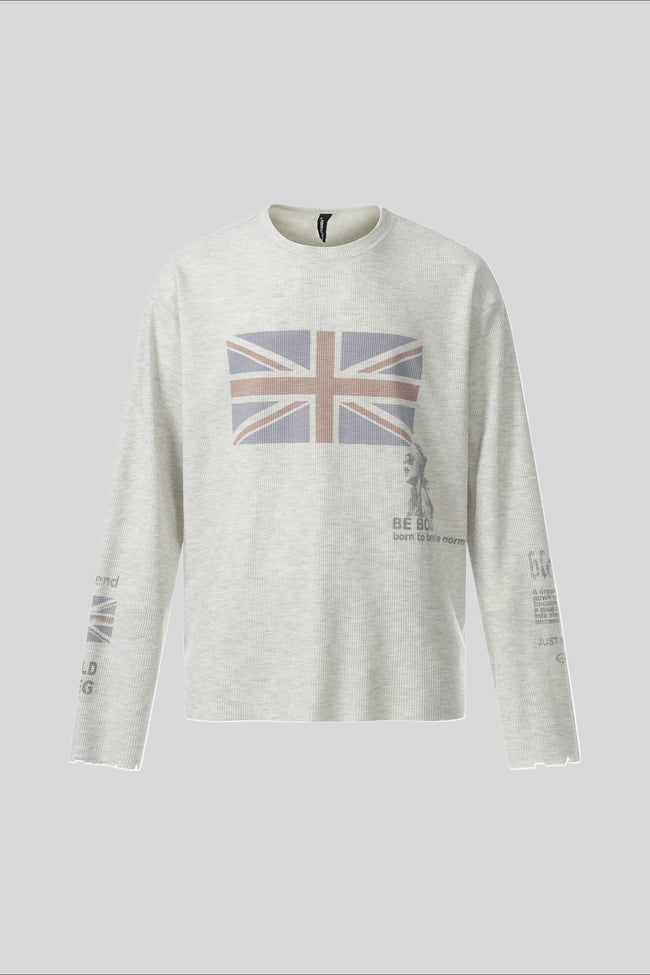 Flag-Graphic Number-Graphic T-Shirt with Washed Finish Main image