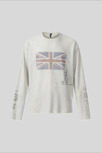 Flag-Graphic Number-Graphic T-Shirt with Washed Finish