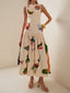 Printed Knit Midi Dress with Cutout Details