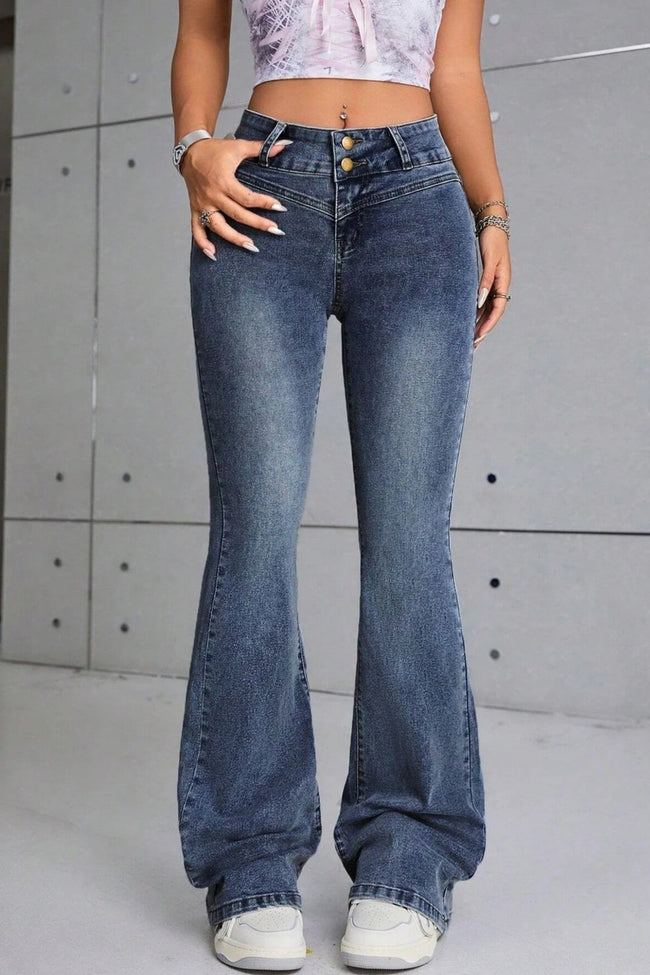 Slim Fit Washed Flare Denim Jeans Blue / XS Main image