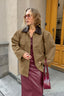 Brown Faux-Leather Panelled Coat