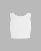 Lettered Polyester Cropped Tank Top with Floral Details