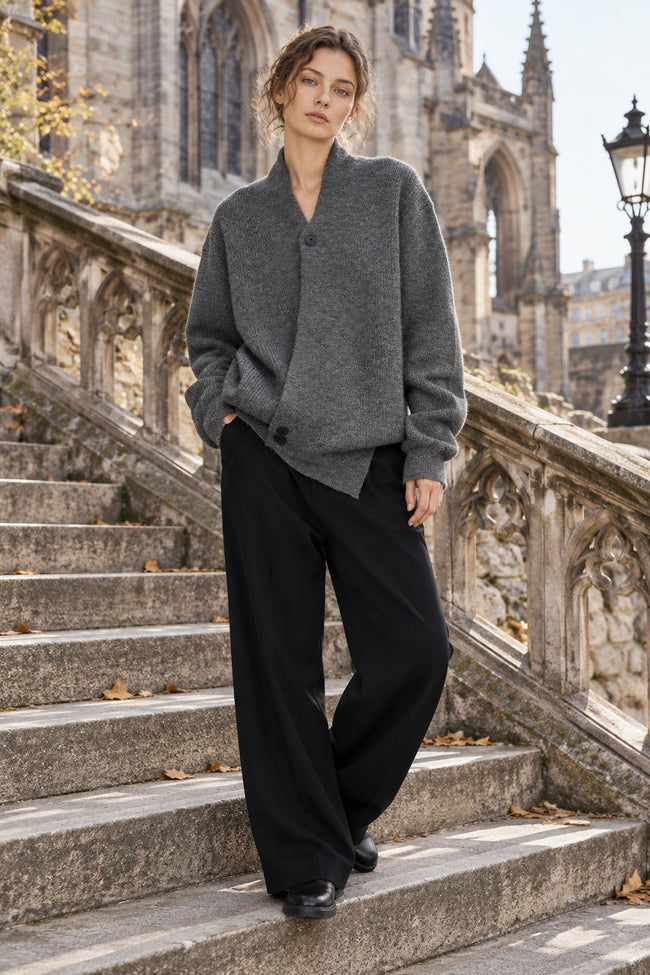 Chunky Knit Cross Button Sweater Main image