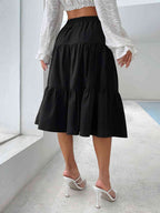 Viscose Polyester Layered Midi Skirt