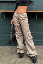 Pocket-Detail High-Rise Pants with Cargo Styling