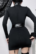 Slim-Fit Mini Dress with Gothic Styling