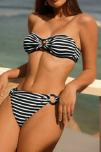 Strapless Polyester Bikini Set with Low Waist
