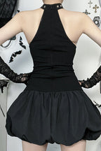 Gothic Polyester Dress in Black