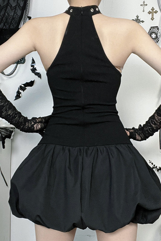Gothic Polyester Dress in Black