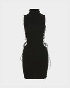 Polyester Stretch-Blend Midi Dress with Strap Details