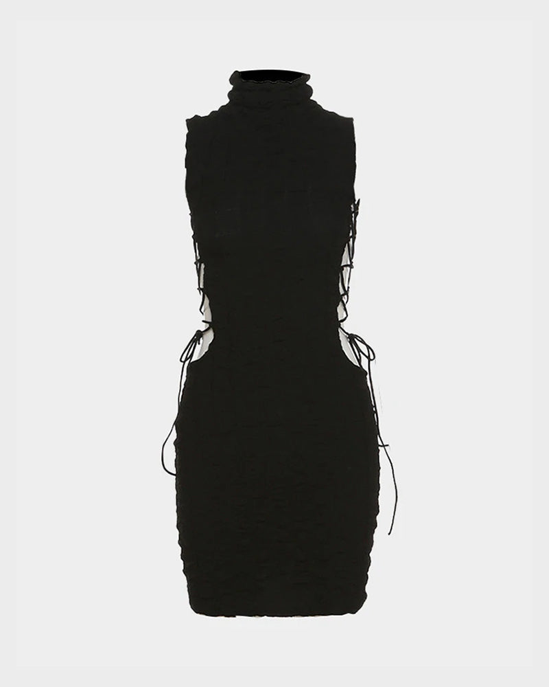 Polyester Stretch-Blend Midi Dress with Strap Details