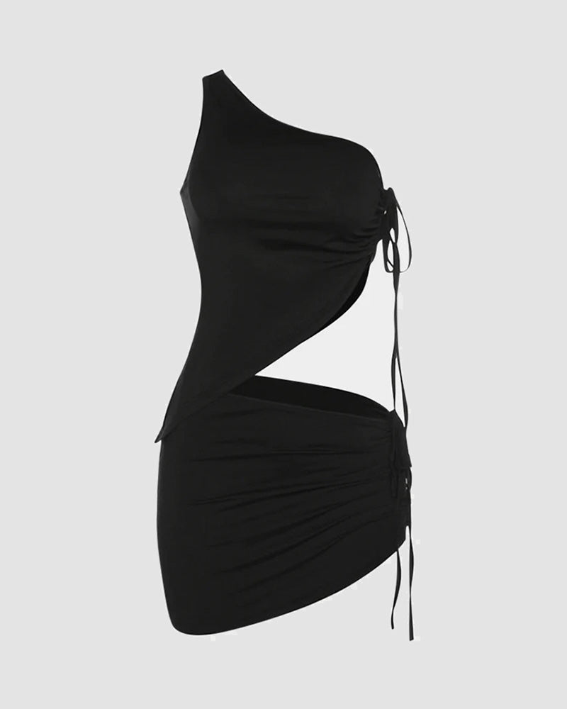 Off-Shoulder Stretch-Blend Skirt with Polyester Fabric