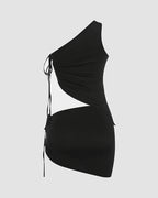 Off-Shoulder Stretch-Blend Skirt with Polyester Fabric