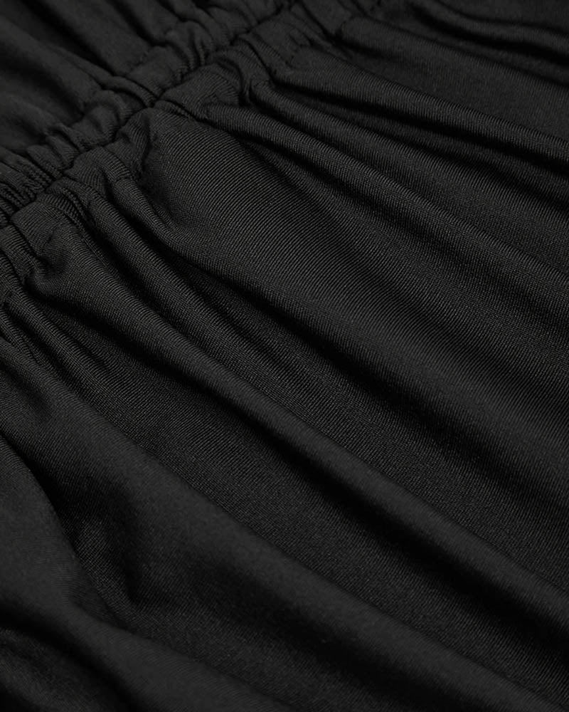 Off-Shoulder Stretch-Blend Skirt with Polyester Fabric