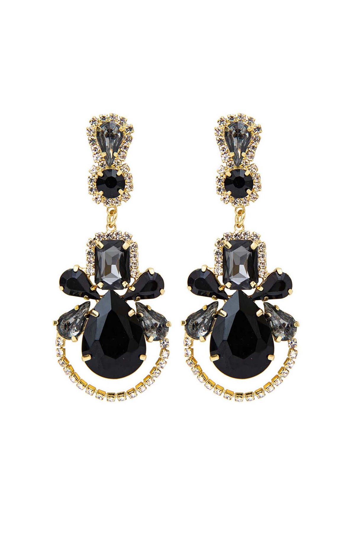 Cutout Drop Earrings with Rhinestone Details