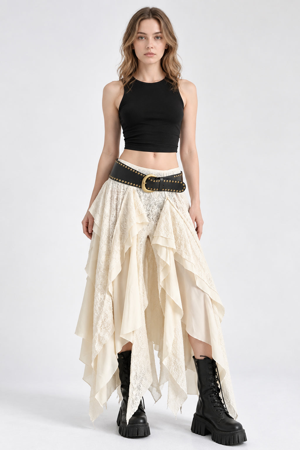 Asymmetrical Lace Bodycon Maxi Skirt