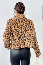 Fleece Polyester Cardigan with Lapel Collar
