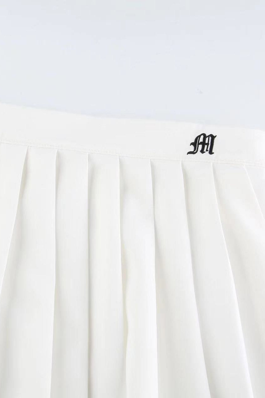 Pleated High-Rise Skirt with Pockets