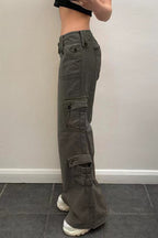 Mid-Rise Pocket-Detail Cargo Jeans