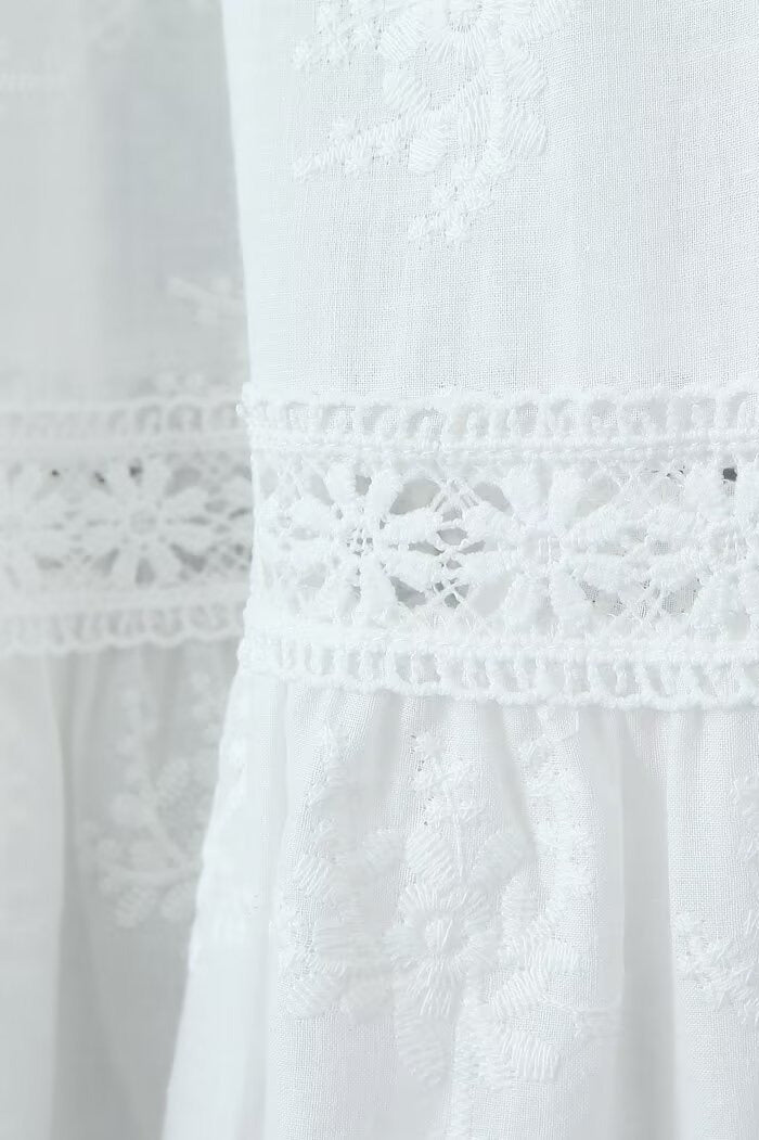 Lace Boho Two-Piece Skirt Set with Strapless Neckline