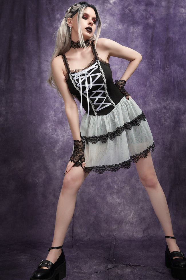 Lace White Dress with Gothic Styling Main image