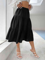 Viscose Polyester Layered Midi Skirt