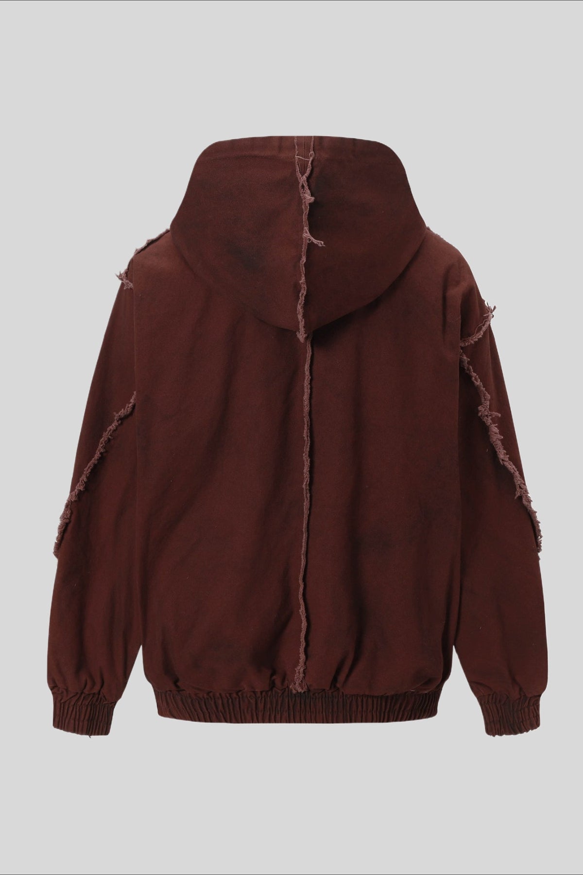 Washed Hooded Zip Jacket with Raw Seams