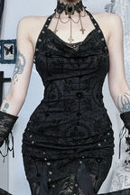 Dark Velvet Drape Gothic Dress