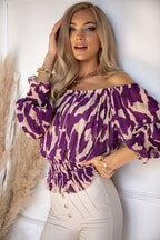 Off-Shoulder Polyester Blouse with Raglan Sleeves