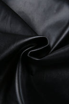 Faux-Leather Cropped Coat with Lapel Collar