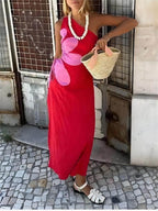 Floral Midi Dress with Off-Shoulder Neckline