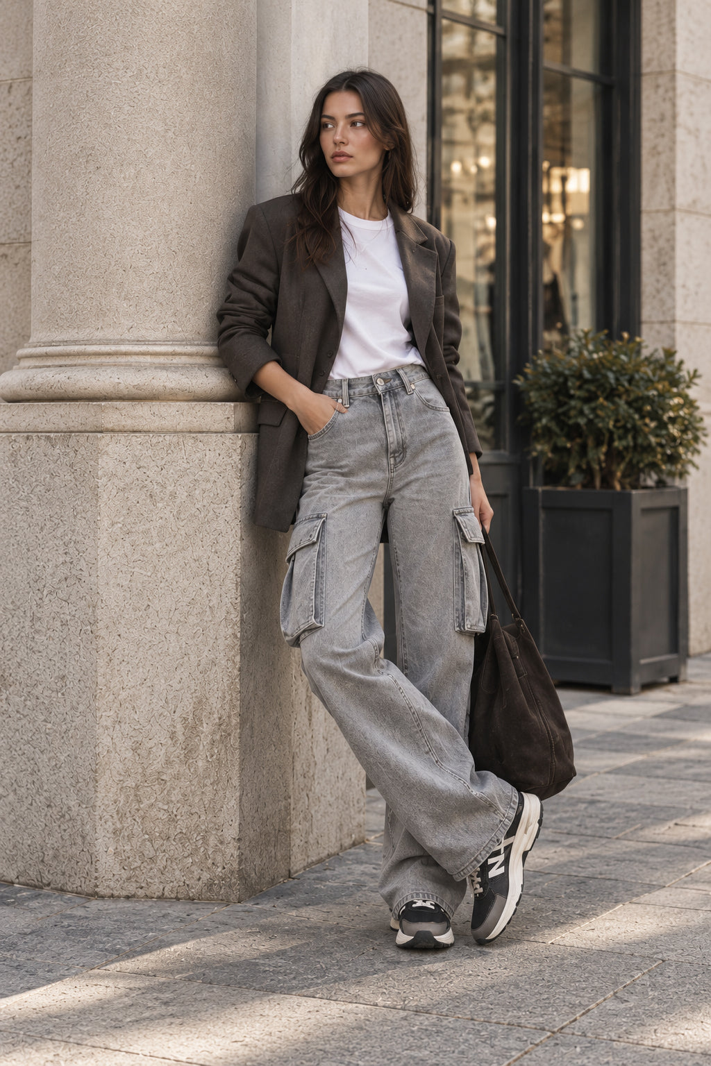 Straight High Waist Vintage Cargo Trousers